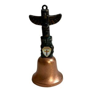 Ketchikan ALASKA Souvenir Bell 4.25” Copper Bell Totem Pole Motif Vintage Tiki